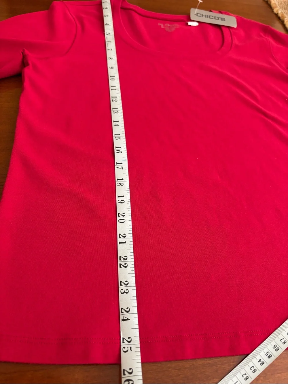 Chico's Scoop Neck Short Sleeve Top — Crimson Red - Picture 5 of 5